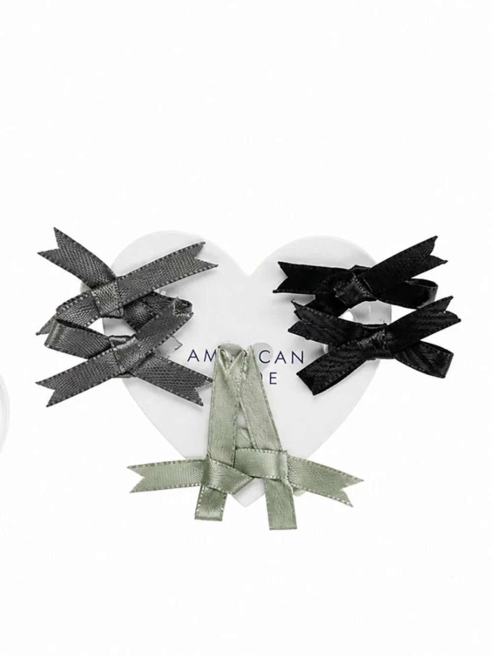 American Eagle 6-Pack Bow Hair Clips in Plastic Heart Ornament - NWT $10 MSRP
